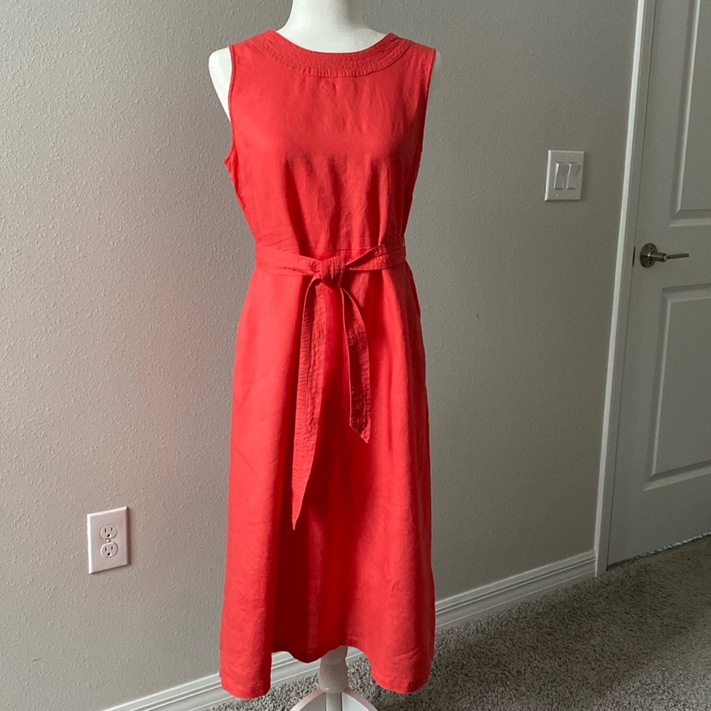 100% linen midi dress